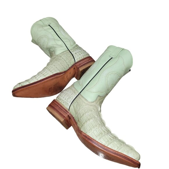 Holster Kids Cowhide Caiman Print Embroidered  Boots Leather Western Cowboy Boot - Picture 6 of 9